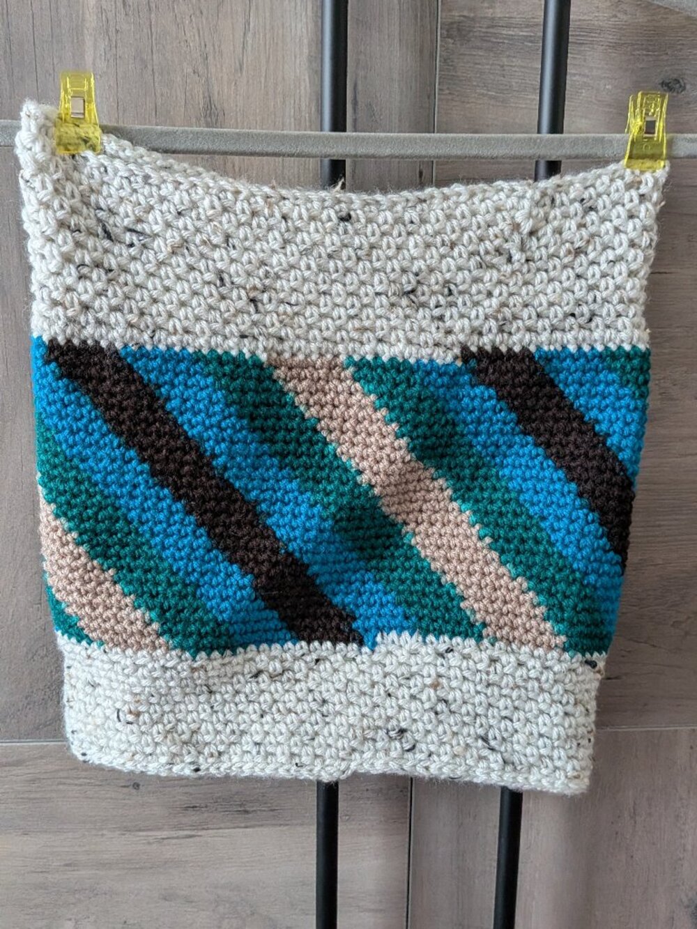 Handmade Knit Women's Neck cowl with stripping pattern, acrylic yarn